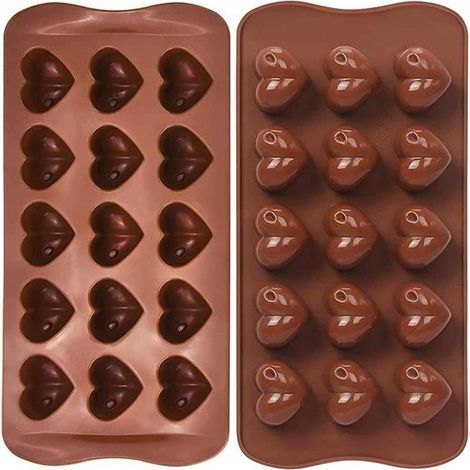 Silikon-Herzformen für Schokolade, für Pralinen, Kuchen, Gelee, Pudding, Fondant, antihaftbeschichtet (1/4)