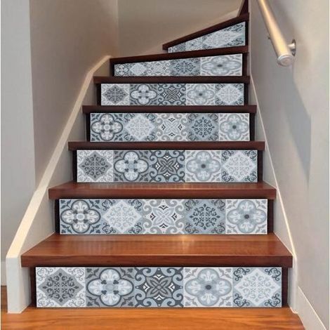 6 pcs DIY Sticker Pour Escaliers 3D Vinyle Plancher étanche Décor Escalier Autocollant Décor à La Maison Salon Chambre papier peint (1/4)
