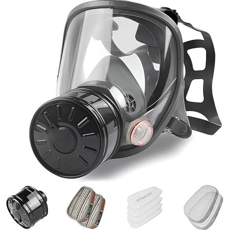Full Face Gas Mask Masque à Gaz,Masque Respiratoire Survie Nucléaire et Chimique avec Filtre à Charbon (1/5)