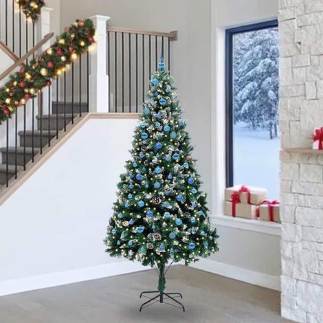 Künstlicher Weihnachtsbaum mit 300 LEDs mit Ständer Grün 240 cm