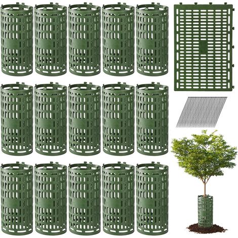Confezione da 16 protezioni per tronchi d'albero con fascette, protezione da giardino per corteccia danneggiata, protezione elastica contro decespugliatori, tosaerba e scottature solari (1/5)