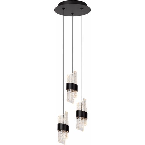 Lampada a sospensione Lucide Kligande LED tripla nera (1/5)