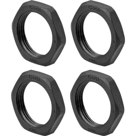 4x Ecrou pour presse étoupe en polyamide PA noir filetage PG forme 6 étoiles Fermeture Câble Fils Etanchéité Protection Stabilité, PG13,5