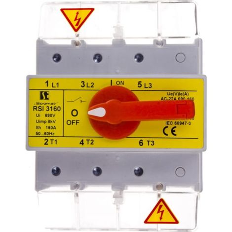 3-poliger 160-A-Lasttrennschalter mit Drehknopf am Trennschalter RSI-3160W03