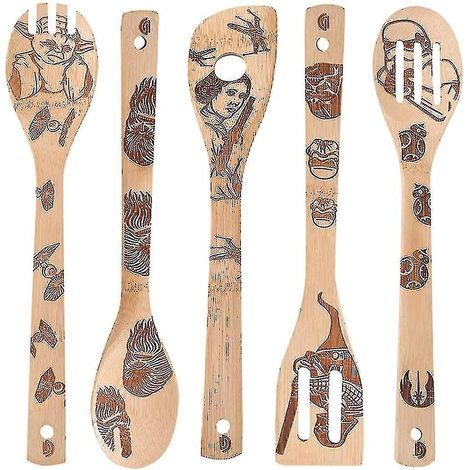 Set aus Holzlöffeln für Star Wars-Inneneinrichtung, Küchenutensilien und Pfannenwendern.