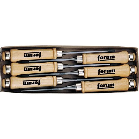 Jeu de 6 ciseaux en acier à outils avec manche en bois, Contenu : 6 10 12 16 20 26 mm