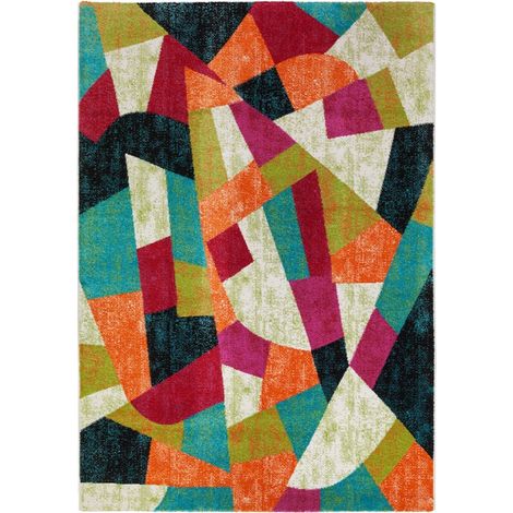 Tapis rectangulaire à poil court design géométrique multicolore MUL433 (1/3)