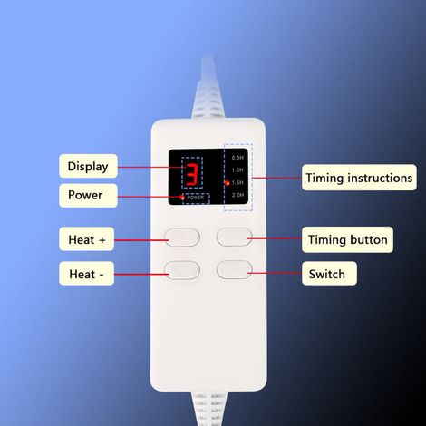 Heated cushion 300x600mm, multifunctional electric blanket, LED display for home use in winter, 6 adjustable timer levels for backrests (1/5)