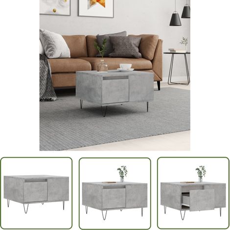 The Living Store Table basse gris béton 55x55x36,5 cm bois d'ingénierie - Table Basse - Meuble Salon - Table D'appoint - Table Côté Canapé - Design Moderne (1/5)