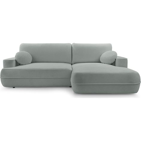 Selsey Fuerro – Ecksofa mit Schlaffunktion, Bettkasten, Ottomane rechts, Strukturstoff wasserabweisend, Graubeige