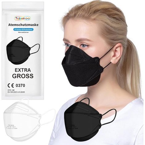 Lot de 5 masques en forme de poisson Noir Grande tête Certifié CE Expédition depuis l'Allemagne Boucles d'oreilles souples Bandes respiratoires (1/5)