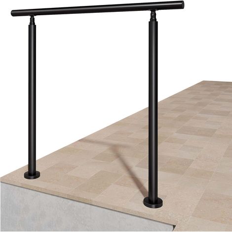 AICA Stainless steel handrail Stair Railing Fit 1 to 4 Steps Adjustable Handrail, 150cm, Black, suitable for Indoor & Outdoor