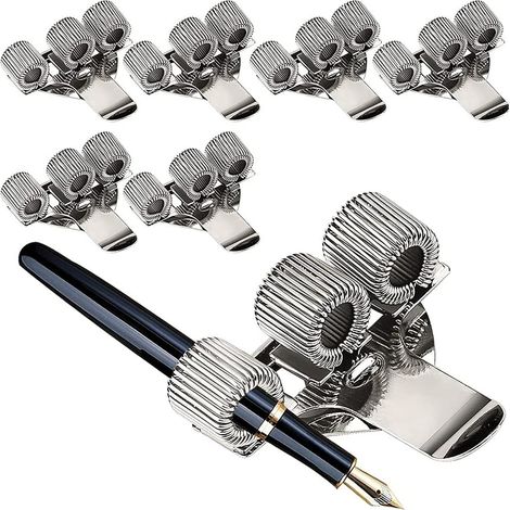 de 6 porte stylos en acier inoxydable support argenté pour