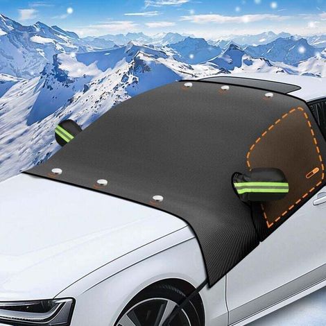 Housse de pare-brise de voiture XVX, grande housse magnétique avec protection de rétroviseur latéral, protection d'hiver contre le vent, la neige, la poussière, le gel et le soleil - 210 x 145 cm (1/4)