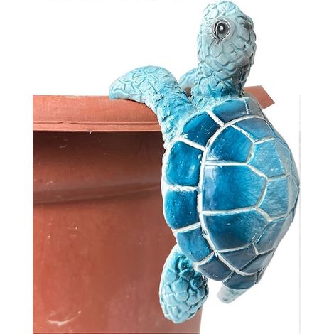 Décorations pour pots de fleurs tortue en résine, support pot de fleurs figurine animal marin, ornement de jardin grimpant (1/4)
