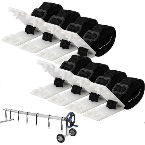 Set De 8 Kit De Fixation pour Bche Solaire De Piscine, Sangles De Maintien Et Clips De Fixation, Sangles Adhsives Nylon Plaques De Fixation Boucles po (1/5)