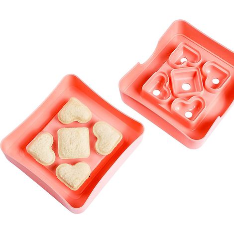 Cutter Et Scelleur Pour Sandwichs - En Plastique PP Alimentaire - Formes Coeur Et Carré - Pour Boîtes À Lunch Et Bento - Lot De 2 (1/5)