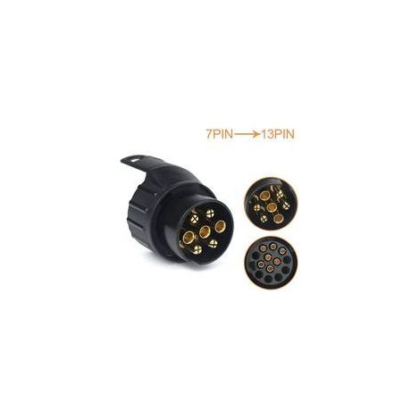 7/13 Adaptateur Prise Remorque 7 vers 13 Broches Connecteur Fiche Attelage 7 Pole a 13 Pin pour Remorque de Voiture, Tracteur, Caravane, Porte-vélo (1/5)