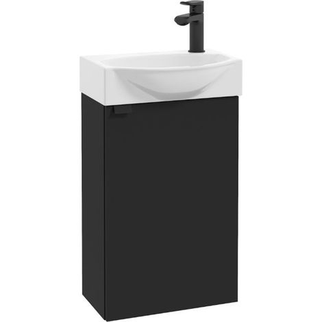 STAMAR  Hängeschrank Badezimmer - 40x22 cm - Schwarz matt - Mit Keramikwaschbecken - Modern und funktional