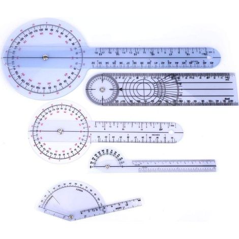 Set mit 5 Goniometern – 6/8/10 Zoll – 360°-Kunststoff – Medizin/Sport/Wirbelsäule – Typ B