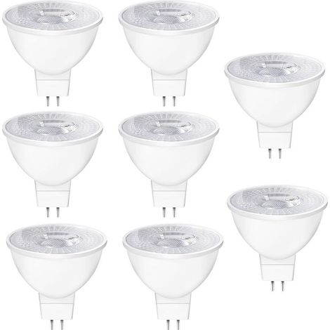 GU5.3 MR16 12V LED-Lampen, 5W (entspricht einer herkömmlichen 50W-Glühbirne), Warmweiß (2700K), 550lm, 38° Abstrahlwinkel, MR16 12V AC/DC LED-Spotlampen, nicht dimmbar, Reflektorlampe, 8er-Pack (1/5)
