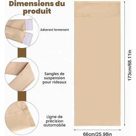 Curtain, Curtain, Curtain, Curtain with Tie Back, Beige, 66 x 173 cm (1/2)