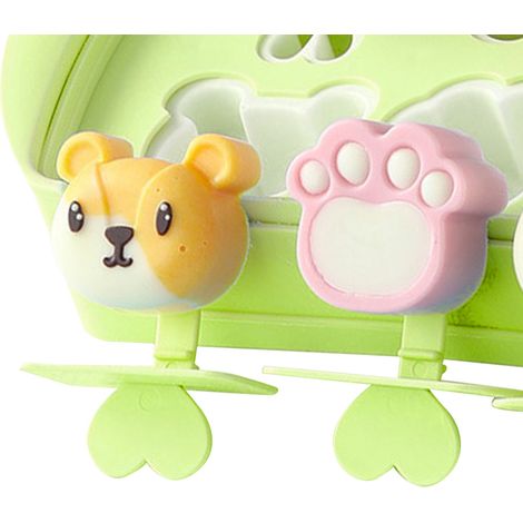 Lot DIY enfant mini glace maison, moule à sucette en silicone alimentaire, bac à glaçons pour crème glacée, 6 cavités vert XC-512-3 (1/5)