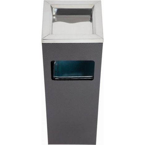 Cendrier poubelle inox carré (H)600 mm, noir (1/4)