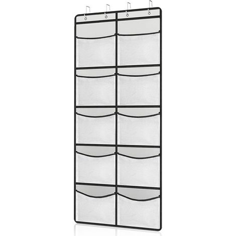 Organisateur suspendu avec 10 compartiments en filet, grande capacité, support de suspension, tissu, gris, organisateur de garde-robe, suspendu à des non-tissés, pour ranger des chaussures, des vêteme (1/5)