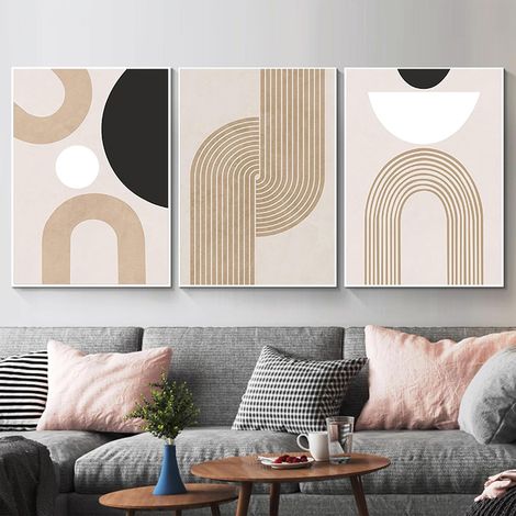 Poster sur toile, Art mural abstrait minimaliste moderne, Ensemble d'affiches bohèmes Décoration murale géométrique - Pas de cadre (Image-2,50x70cm3) (1/5)