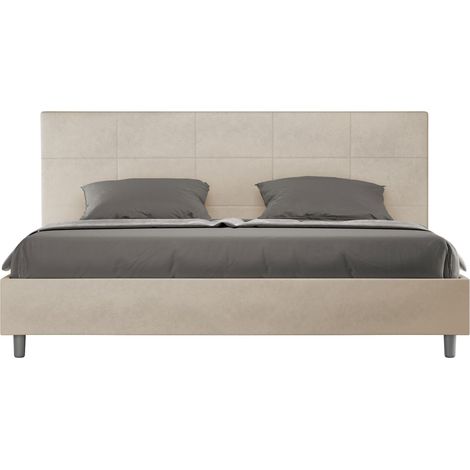 Letto matrimoniale king size contenitore imbottito 180x200 microfibra sabbia Mika