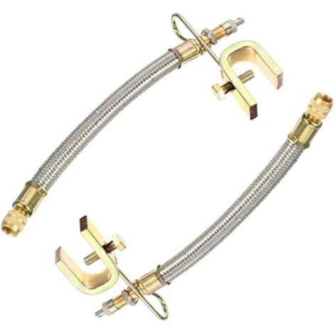 BUNTHAUS 2 Pièces Extension Valve De Pneu, Rallonge De Valve pour Pneu Double, Rallonge Valve De Pneu Tressée Flexible en Acier Inoxydable, pour La Plupart des Voitures, Camions, Bus, Pneus Roue(180mm (1/3)