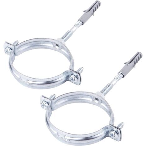 Lot de 2 Supports de tuyau, Acier zingué, Pour diamètre 60-64 mm, Fixation murale et plafond (1/5)