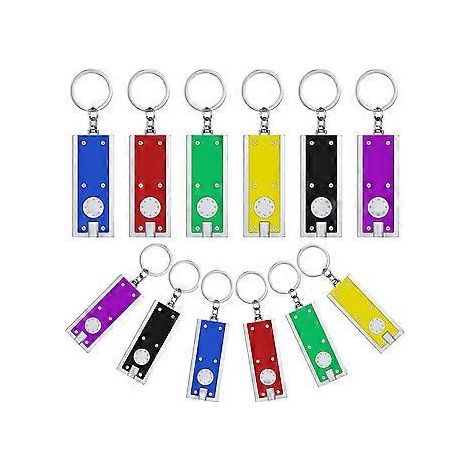12 Mini-LED-Schlüsselanhänger, Mikro-Taschenlampe, Schlüsselring, Hundehalsbandlampe, verschiedene Farben, tragbar