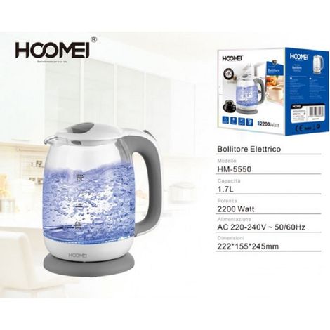 TRADE SHOP - Bollitore Elettrico 1.7 Litri 2200 Watt Hm-5550 Scalda Acqua Te' Tisane -