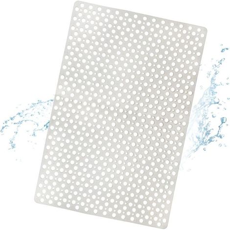 Non-Slip TPE Bath/Shower Mat with Suction Cups and Drain Holes, White, 43 x 75 cm (1/5)