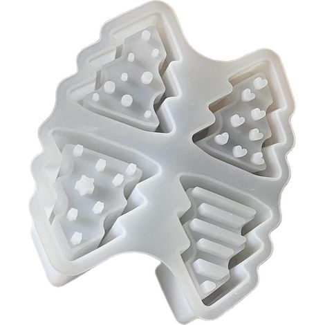 Moule en silicone à 4 cavités en forme de sapin de Noël pour la fabrication de résine époxy, porte-bougies, décoration de la maison, décoration de fête de vacances (1/5)