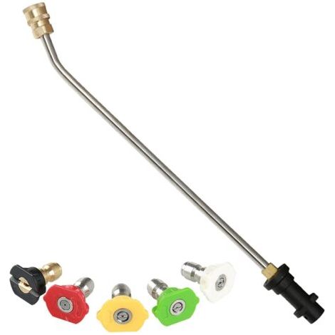 Outils Nettoyage gouttière pour Karcher K2 K3 K4 K5 K6 K7, Lance d'extension Nettoyeur Haute Pression avec 5 Buses pulvérisation Nettoyeur Haute Pression, Balai à Eau, Nettoyeur châssis (30 degrés)