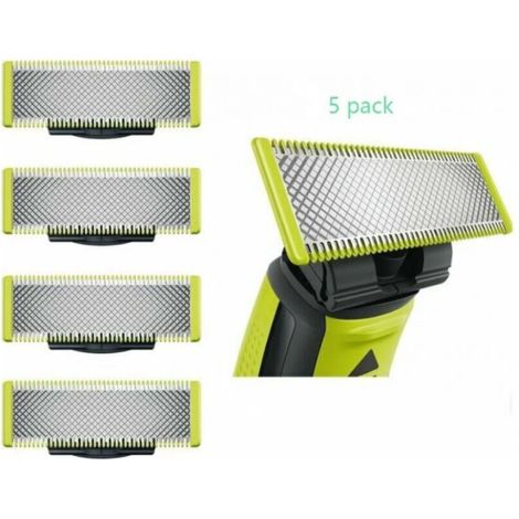 Pour Philips OneBlade - Lames de rechange pour rasoir/tondeuse électrique OneBlade, acier inoxydable massif, coupe, style et rasage, lot de 5 (1/4)