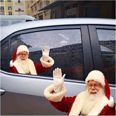 2 Pieces Waterproof Realistic Waving Santa Claus Sticker