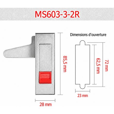 Serrure à bouton-poussoir MS603-3-2R rouge sans clé ms603-3-2r rouge 120 g – Livraison gratuite