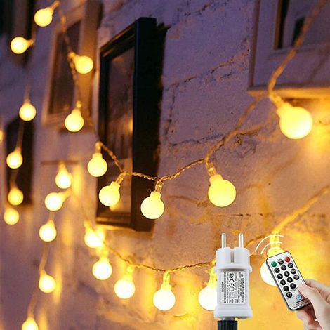 120 LED Lichterkette Kugel, 15M 8 Modi und Memory Funktion,lichterketten außen/Innen mit Stecker, fur party deko, kinderzimmer, balkon,weihnachtsbeleuchtung usw. (warmweiß) (1/5)