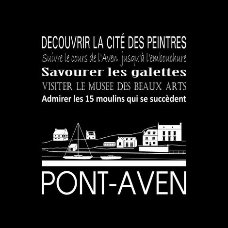 Tableau sur toile pont Aven noir 30x30 cm - Impression sur Toile Murale Décorative - Image imprimée en HD sur Toile - Toile sur Châssis en Bois FSC - Fabriqué en France (1/4)