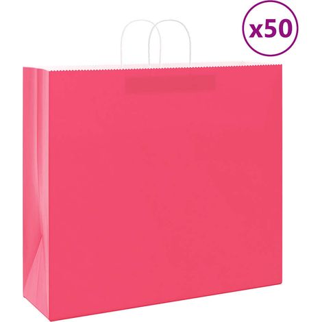 Papiertragetaschen 50 Stk. mit Henkeln Rosa 54x15x49 cm