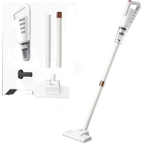 Aspirateur à main, Aspirateur balaisBalai électrique, silencieux, grande puissance d'aspiration, mobile et rechargeable, Blanc, KINSI (1/5)