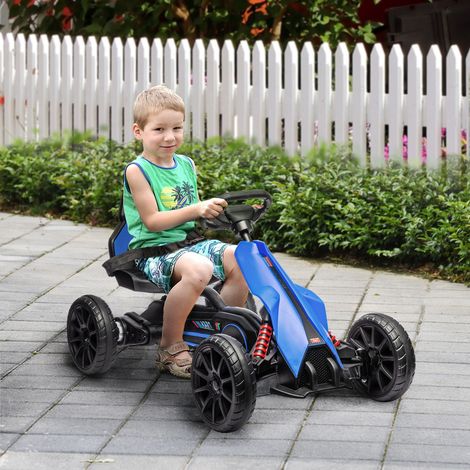 Voiture électrique Kart 100x58x58,5cm Bleu pour enfants 12V de 3 à 8 ans Vitesses 3-5 km/h et ceinture de sécurité
