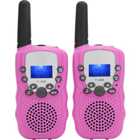 2 pièces Talkie-Walkie Enfant avec Écran LCD, Cadeau Anniversaire ou Nouvel An Portable - Rose (1/5)