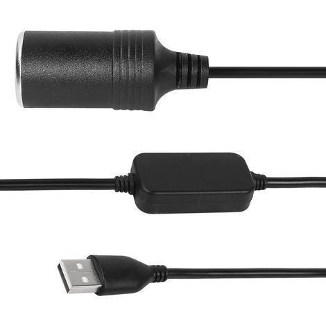 Câble convertisseur USB A mâle vers prise allume-cigare femelle 12 V pour enregistreur de conduite, chien électronique (1/4)