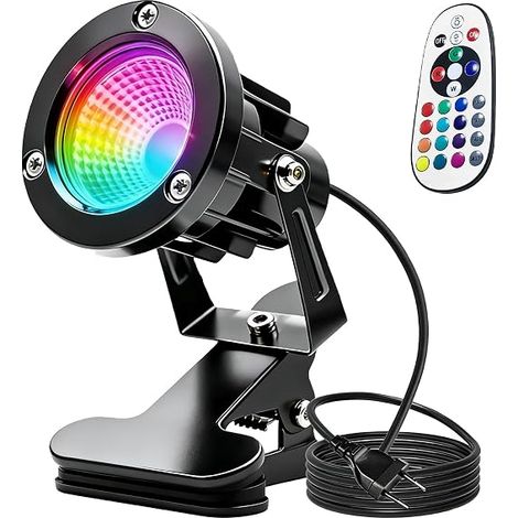 LED Floodlight with Clip and Remote Control, Switch and Plug, IP65 Waterproof Lighting for Indoor and Outdoor Plants, Multiple Shades, 6W LED Spotlight with 1.8m Cable and Plug for (1/5)