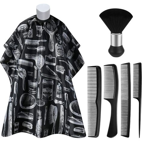 Hair Cutting Cape Cloth Hair Cutting Blouse Salon Hairdressing Cape Cutting Apron Hairdressing with Brush Neck Duster for Clothing Protection (1/5)